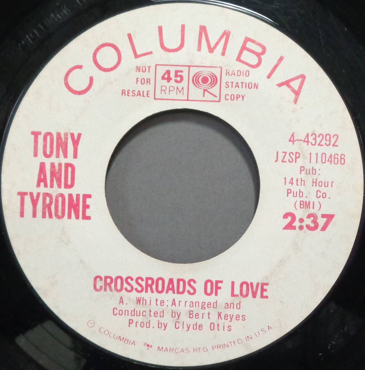 【SOUL 45】TONY AND TYRONE - CROSSROADS OF LOVE / A FOOL AM I (s231222007) *tyrone edwards_画像1