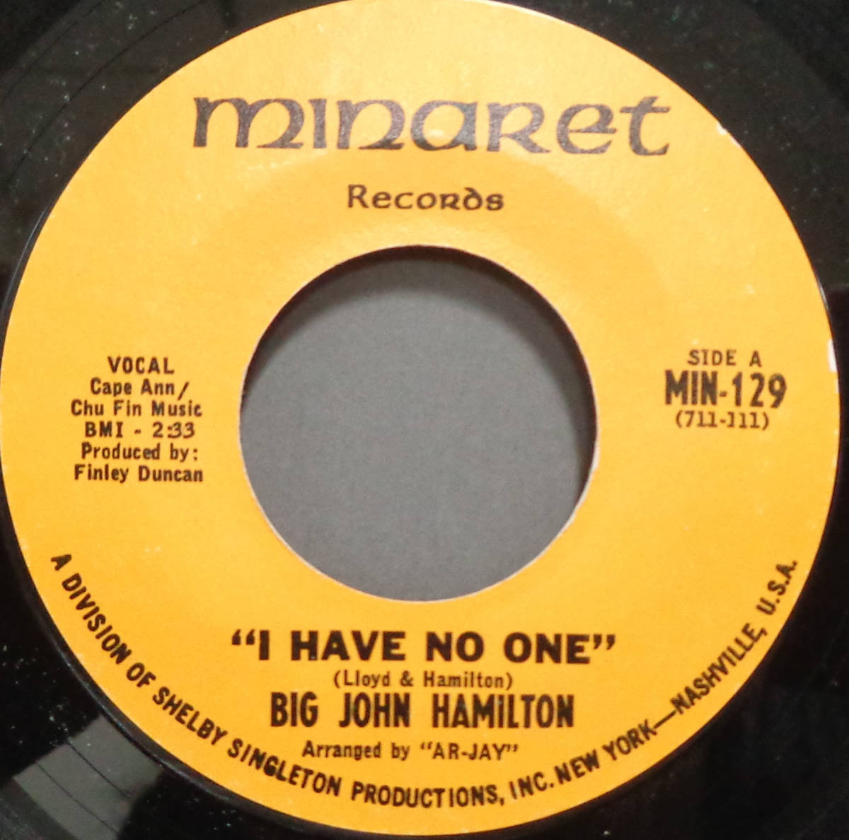 【SOUL 45】BIG JOHN HAMILTON - I HAVE NO ONE / I JUST WANT TO THANK YOU (s231212015)の画像1