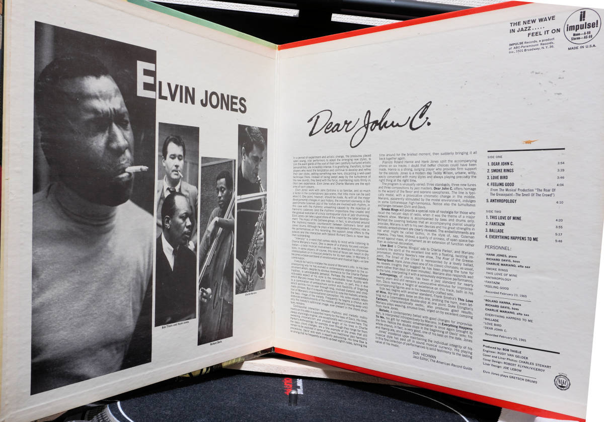 ■【US Impulse,橙,VAN刻印】 Elvin Jones / Dear John C. AS-88 コーティング/熱情溢れるサックスとやや軽快なドラムのコンビネーション_画像5