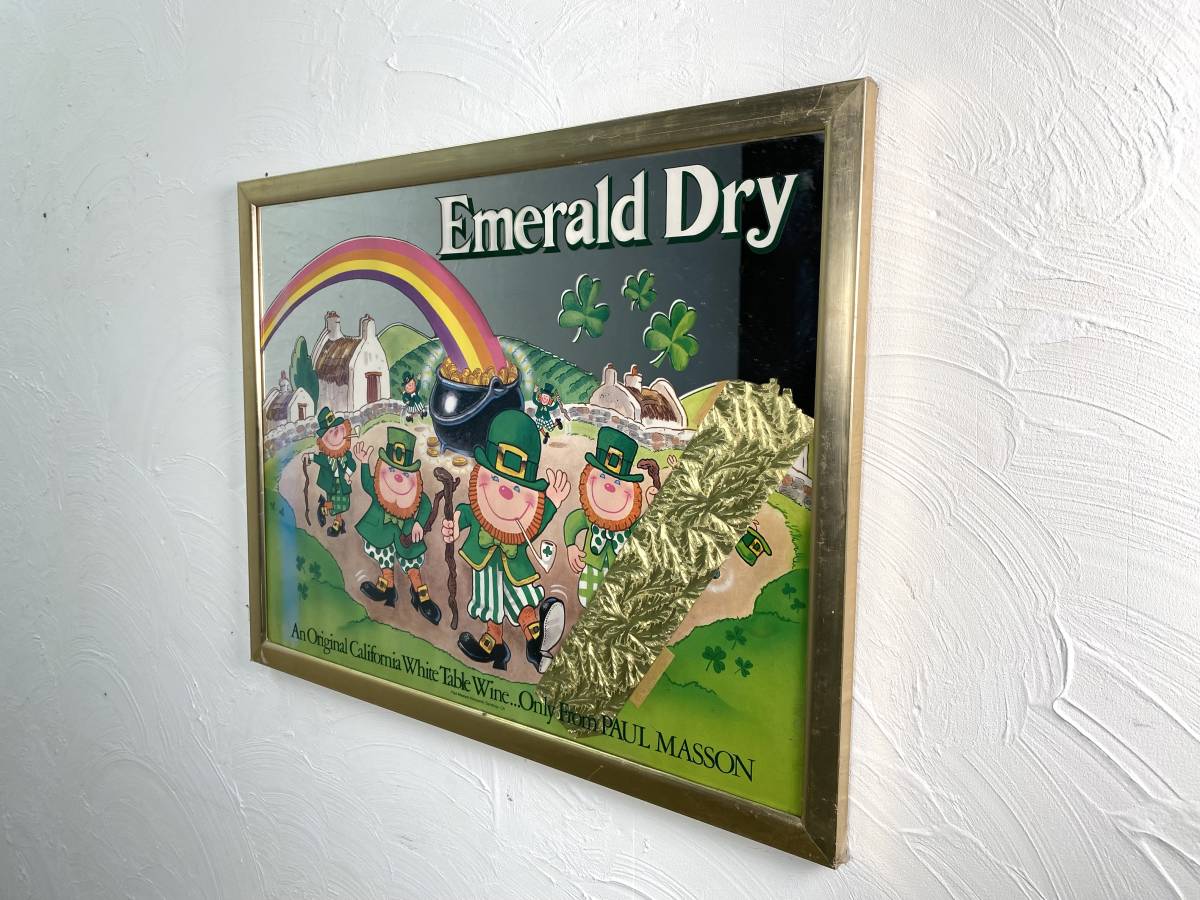 ビンテージ Emerald Dry パブミラー アメリカ カリフォルニア ワイン 白ワイン メタルフレーム ゴールド ユニーク インテリアアイテム