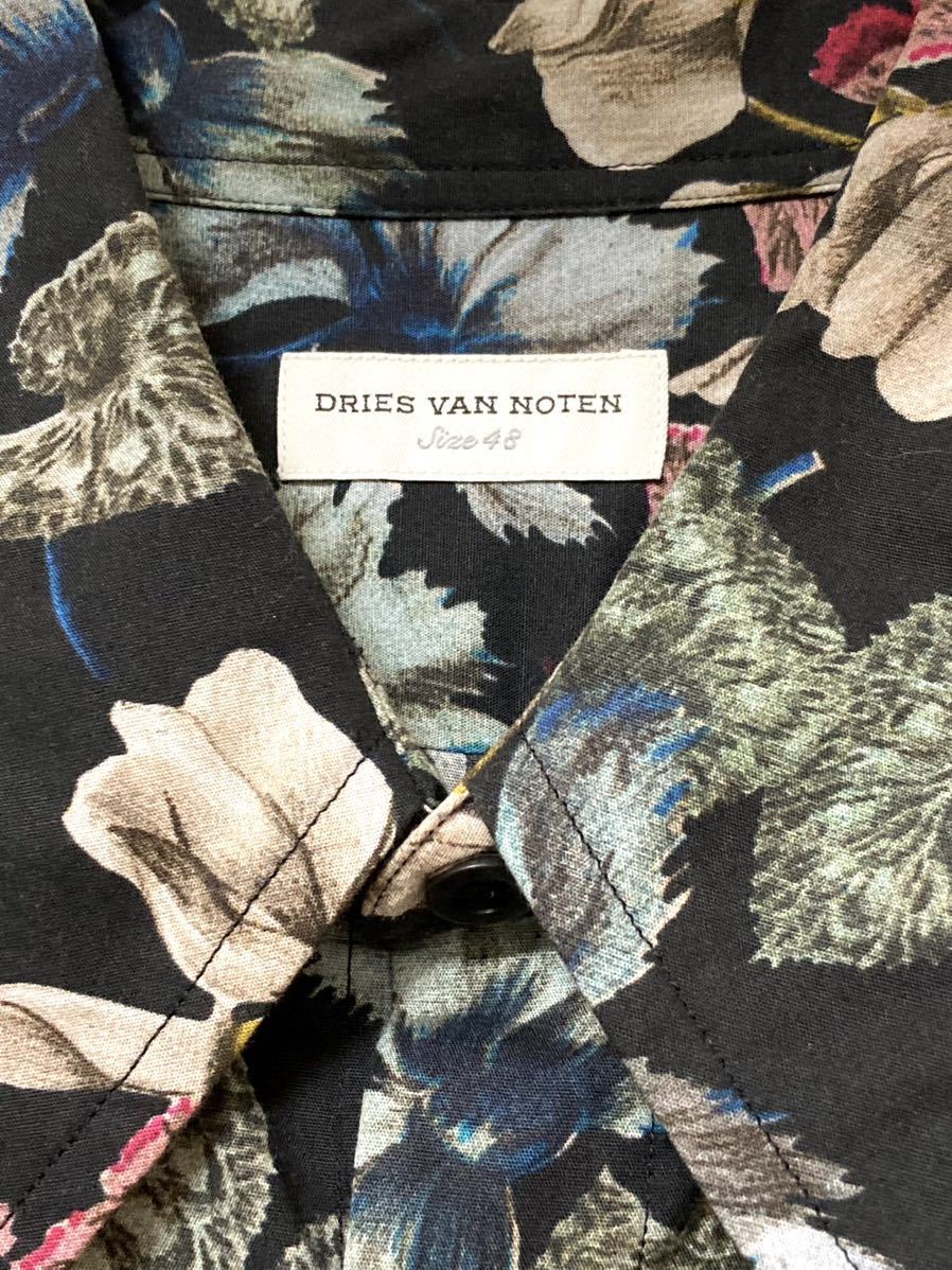 ドリスヴァンノッテン DRIES VAN NOTEN ボタニカル　プリント　総柄　ボーダー　長袖シャツ　メンズ　ブラック　パターン　植物　48_画像5