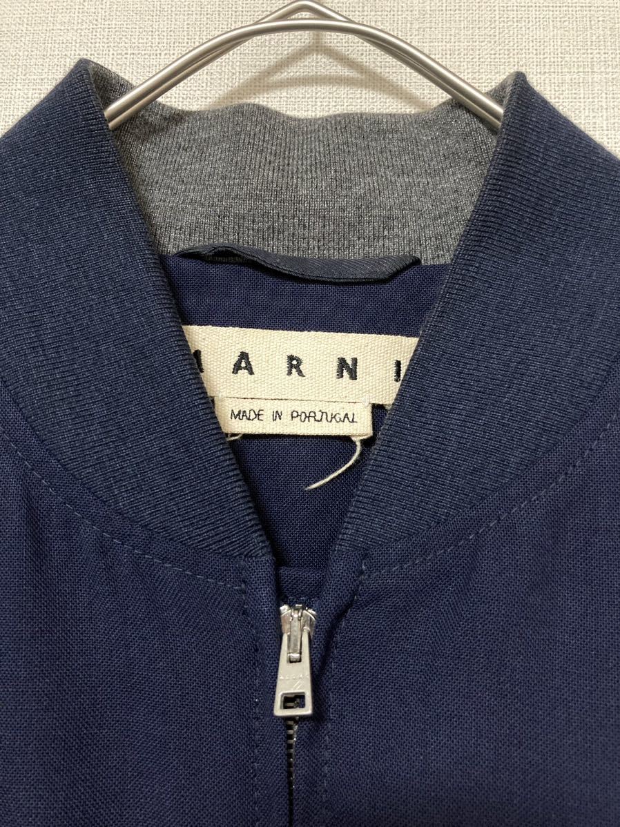  Marni marni tropical wool blouson men's rib Zip up 48 navy navy blue shirt tops inner 