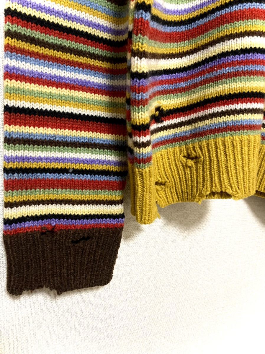 マルニ marni ウール マルチ ボーダー ダメージ ニット セーター マルニ marni ウール マルチ ボーダー ダメージ ニット セーター