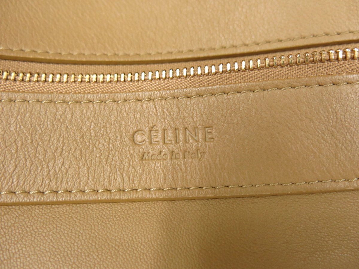 ●超美品●CELINE セリーヌ●ホリゾンタルカバ●スムース ラム スキン レザー 本革●トート バッグ●ベージュ●肩掛け●A4 収納●Js42066_画像8