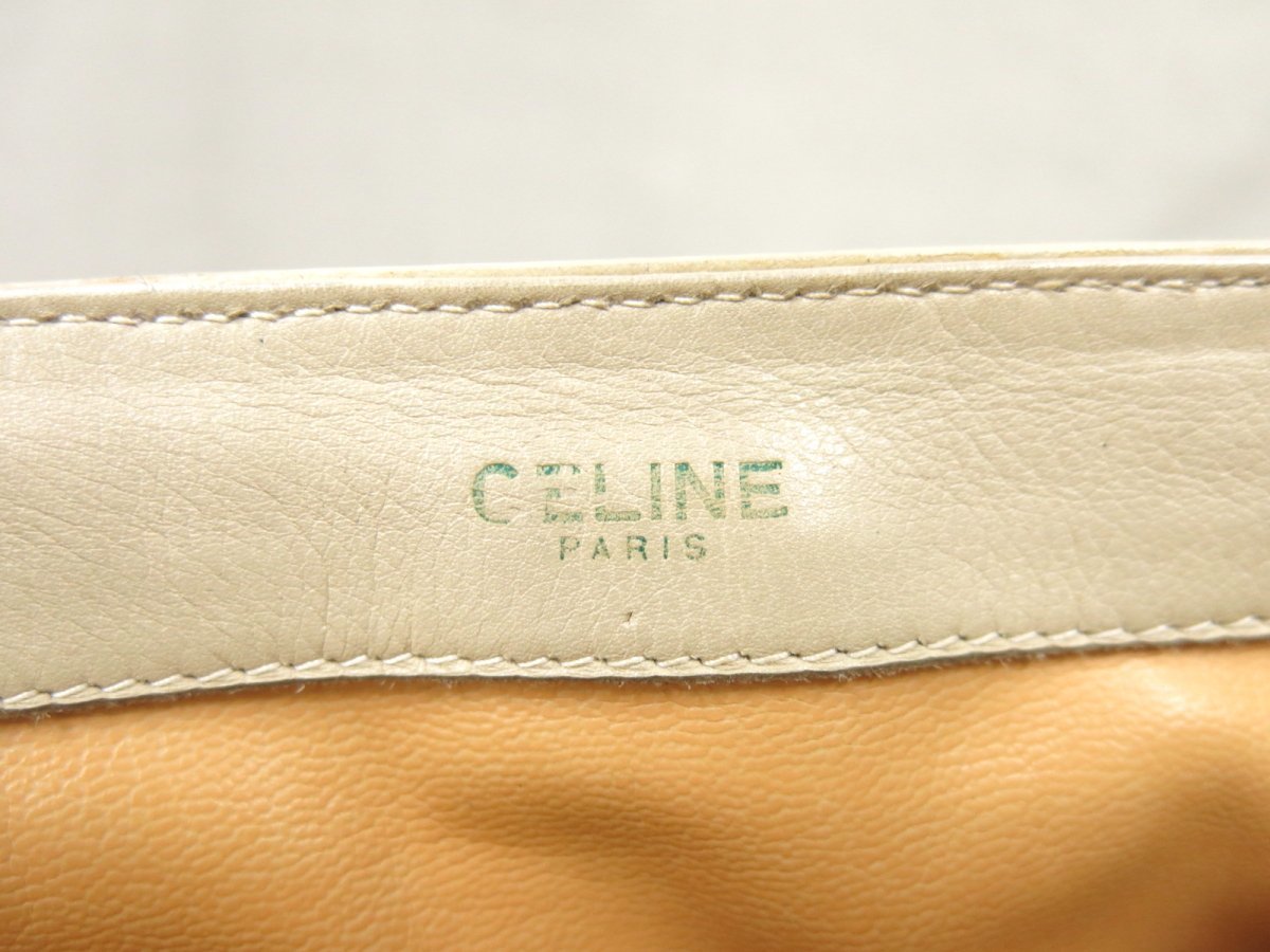 超美品●CELINE セリーヌ●ゴールド金具ロゴ●カーフ レザー 本革●ショルダー バッグ●アイボリー●G金具●斜め掛け●かばん●Js42448_画像8