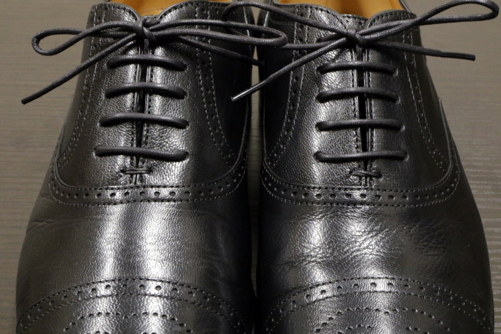 美脚 3.2センチ ヒール GUCCI ロゴ GGマーク ドレス シューズ オックスフォード フォーマル グッチ レザー 革靴 セミブローグ 黒 7.5(26.5)の画像9
