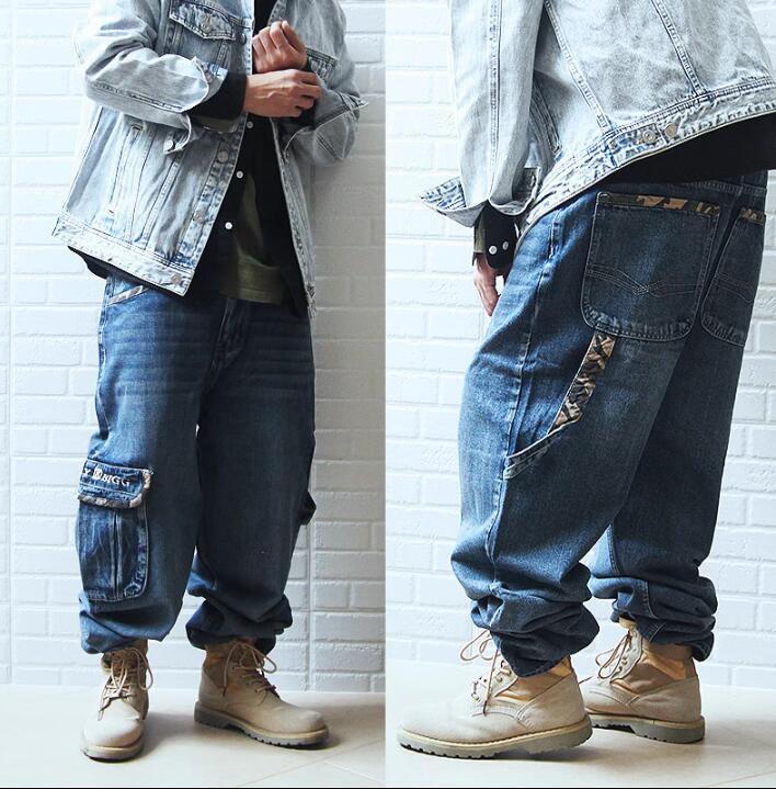Новые джинсы сезона Мужские джинсовые брюки G Брюки Длинные брюки Эластичные широкие джинсовые винтажные обработки Свободный большой размер W30 ~ W46