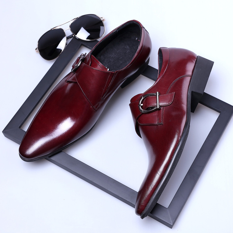 今季新作オックスフォードシューズ メンズシューズ レザーシューズ 革靴 PU革 ロングノーズ 紳士靴 ビジネスシューズ　ワイン 24.5cm~29cm_画像6