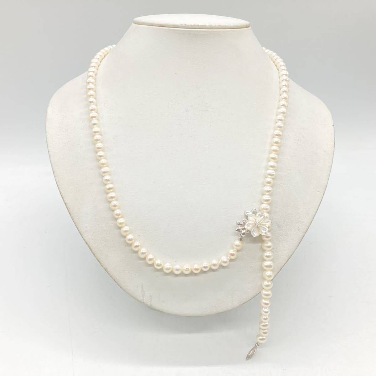 ■淡水パールネックレス■d約41.1g 真珠 パール ベビー pearl ネックレスnecklace アクセサリーaccessory jewelry silver DH0 _画像2