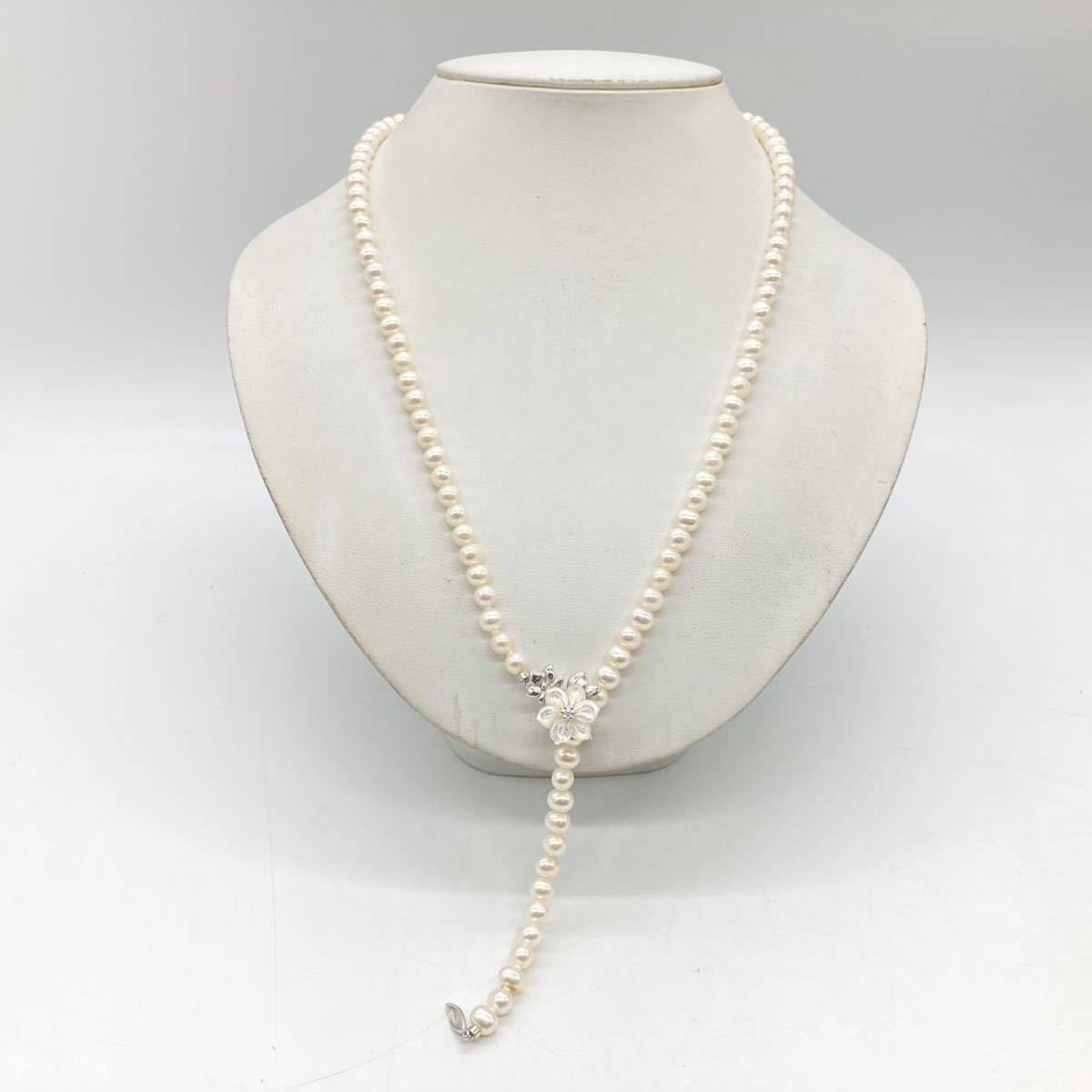 ■淡水パールネックレス■d約41.1g 真珠 パール ベビー pearl ネックレスnecklace アクセサリーaccessory jewelry silver DH0 _画像3