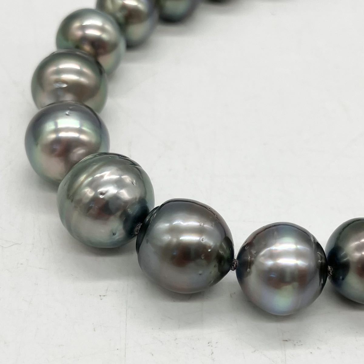 ■南洋黒蝶真珠ネックレス■d 約58.5g 47.5cm 8~12mm珠 パール pearl ネックレス necklaces silver ジュエリー EB0_画像1