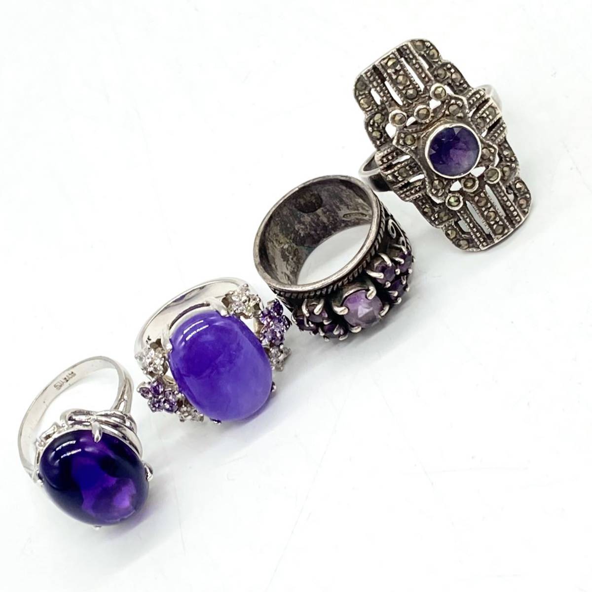 ■アメシストリング10点おまとめ■d 重量約44.5g アメジスト 紫水晶 amethyst 指輪 ring accessory silver 925 CE0_画像2