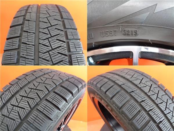 ボルボ S80 V70 冬タイヤ ピレリ アイスアシンメトリコ 225/50R17 2019年製 ED 17インチ 5H-108 中古 4本セット スタッドレス VOLVO_画像9