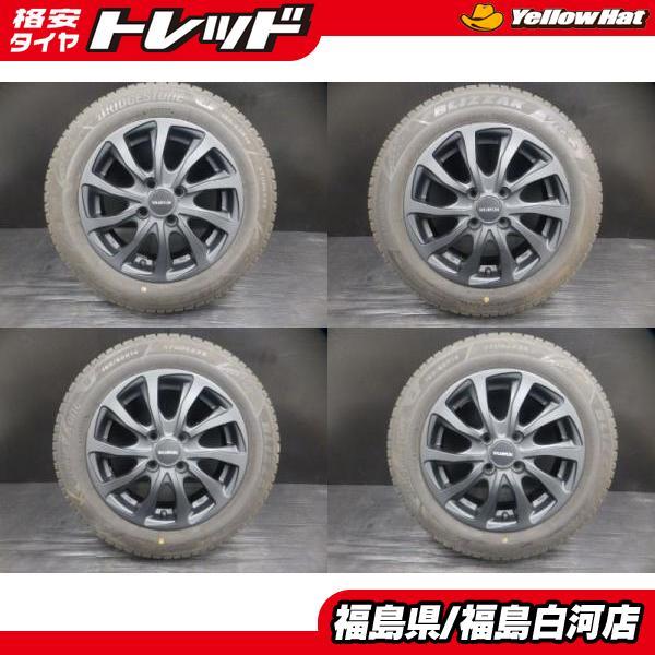 バリ溝 中古セット VRX3 165/65R14 ブリヂストン BLIZZAK BALMINUM TR10 5.5 14 4H 100 +39 ホイールセット パッソ タンク トール 白河_画像1