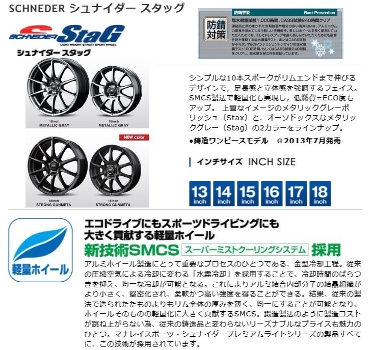 新品ホイール単品4本SET MID シュナイダーSTAG SG 4.0B+42 4H-100 軽自動車用 13インチ ライフ ゼスト ワゴンR ラパン アルト モコ 等_画像2