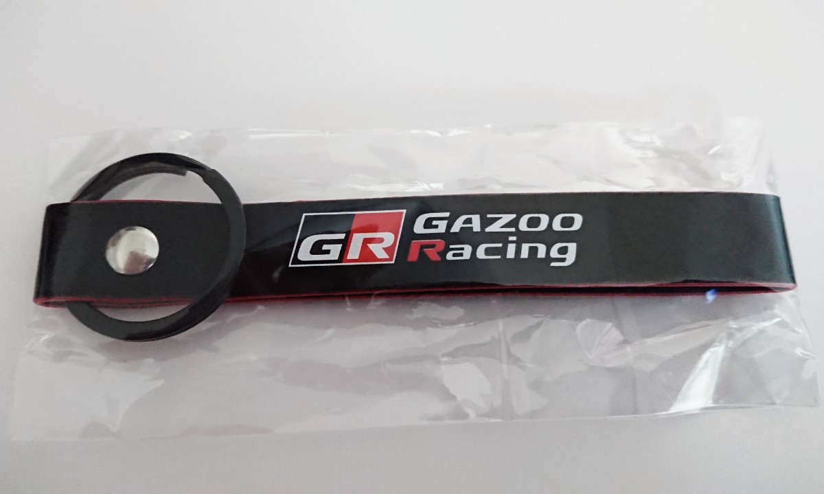 匿名発送 トヨタ GR GAZOO Racing ガズーレーシング スエードキーホルダー メタルリング付き ブラック/ 縁取りレッド_商品画像・表
