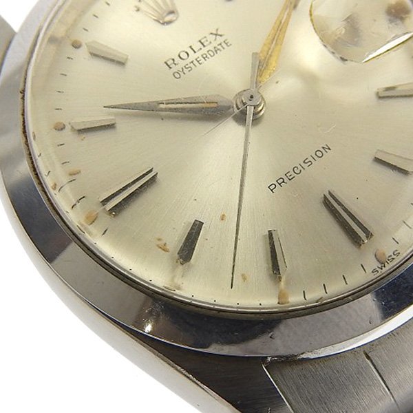 1円 稼働 ジャンク ロレックス ROLEX 6694 53年代 手巻き オイスターデイト ゴールド文字盤 SS×SS メンズ 腕時計_画像5