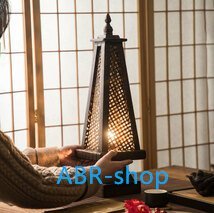 竹編みランプ 卓上ライト スタンドランプ　タイ古風　竹編みランプ 、リビング、書斎、間接照明