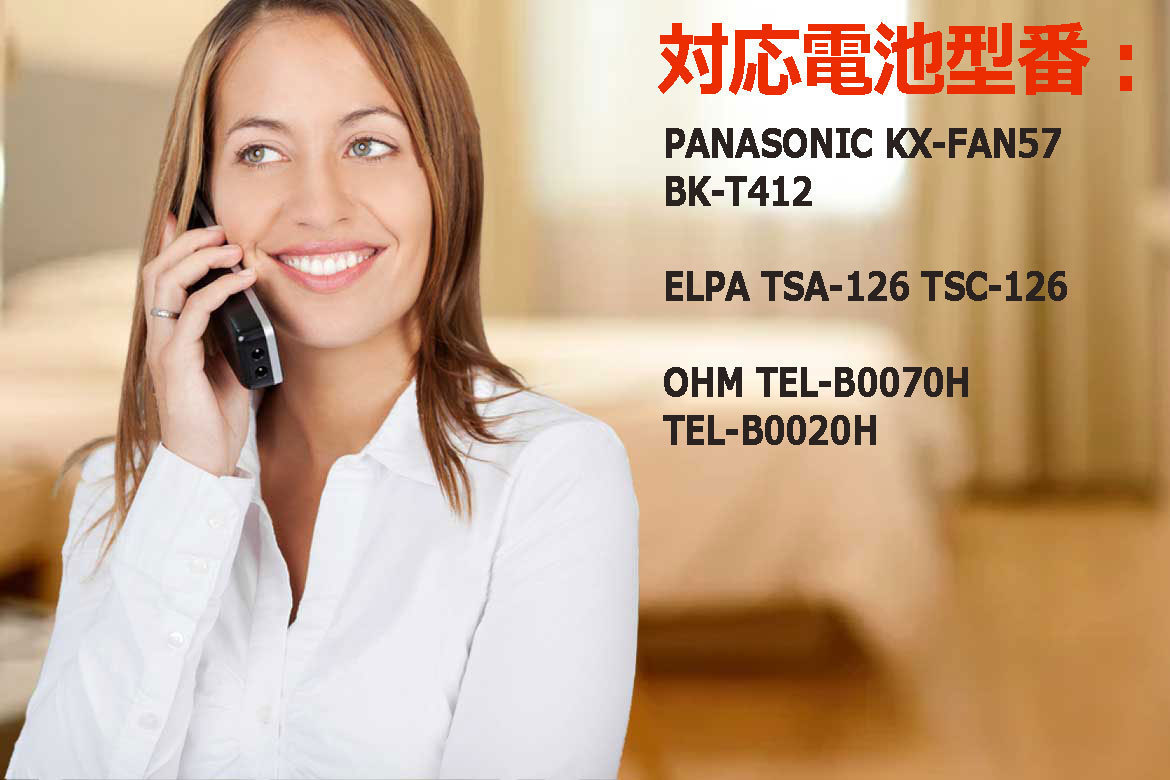 BT16 パナソニック KX-FAN57 BK-T412 エルパ TSA-126 TSC-126 オーム電機 TEL-B0070H TEL-B0020H コードレス電話子機用互換充電池_画像2