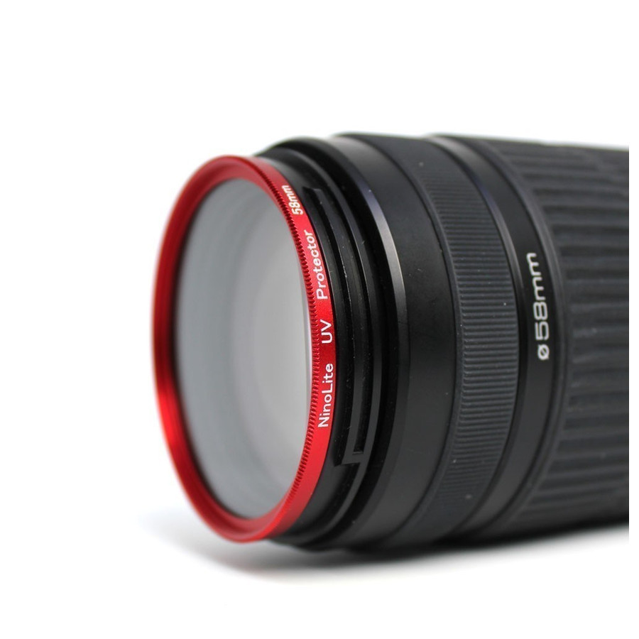 フィルター径:58mm UVフィルター 赤 枠 レッド カメラレンズ保護 フィルターをはめてレンズキャップの取り付けok レンズプロテクト_画像5