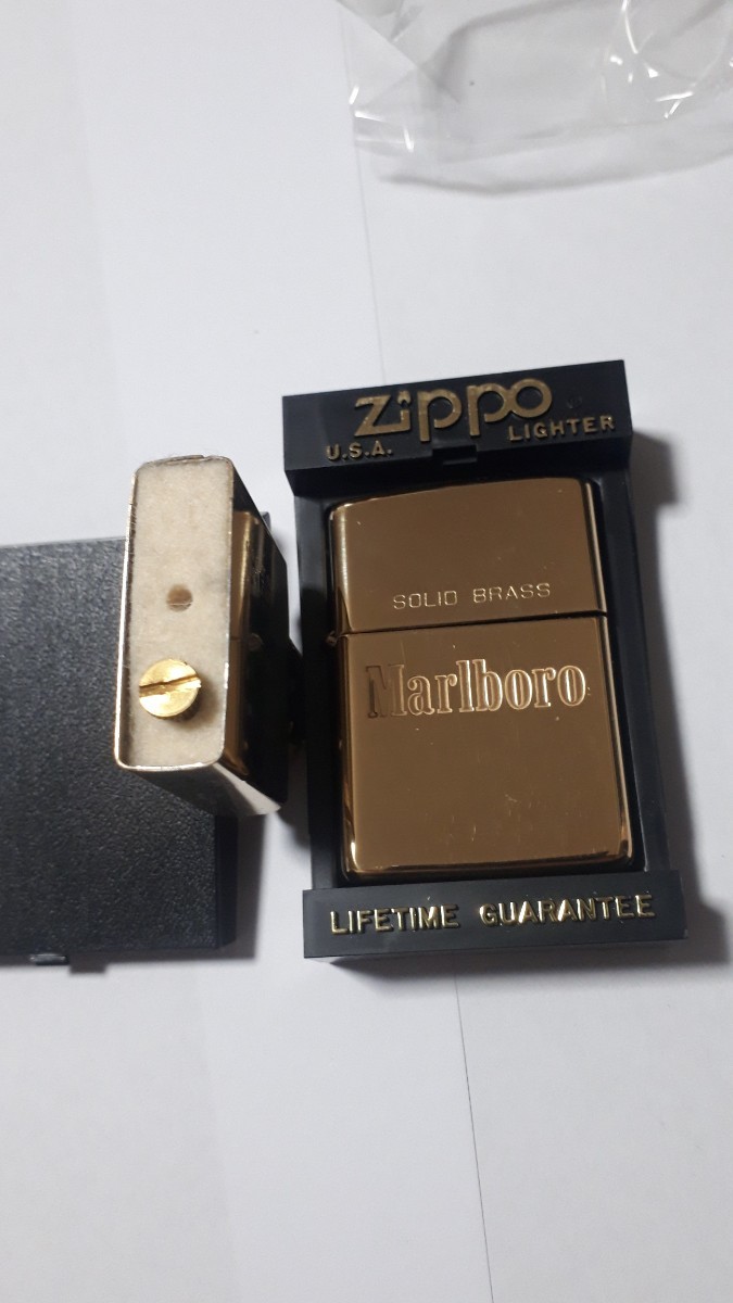 未使用　Marlboro　Zippo　SOLID　BRASS　マルボロジッポー　ソリッドブラス　ハイポリッシュ仕上げ　1991年製造　希少品　懸賞品_画像10