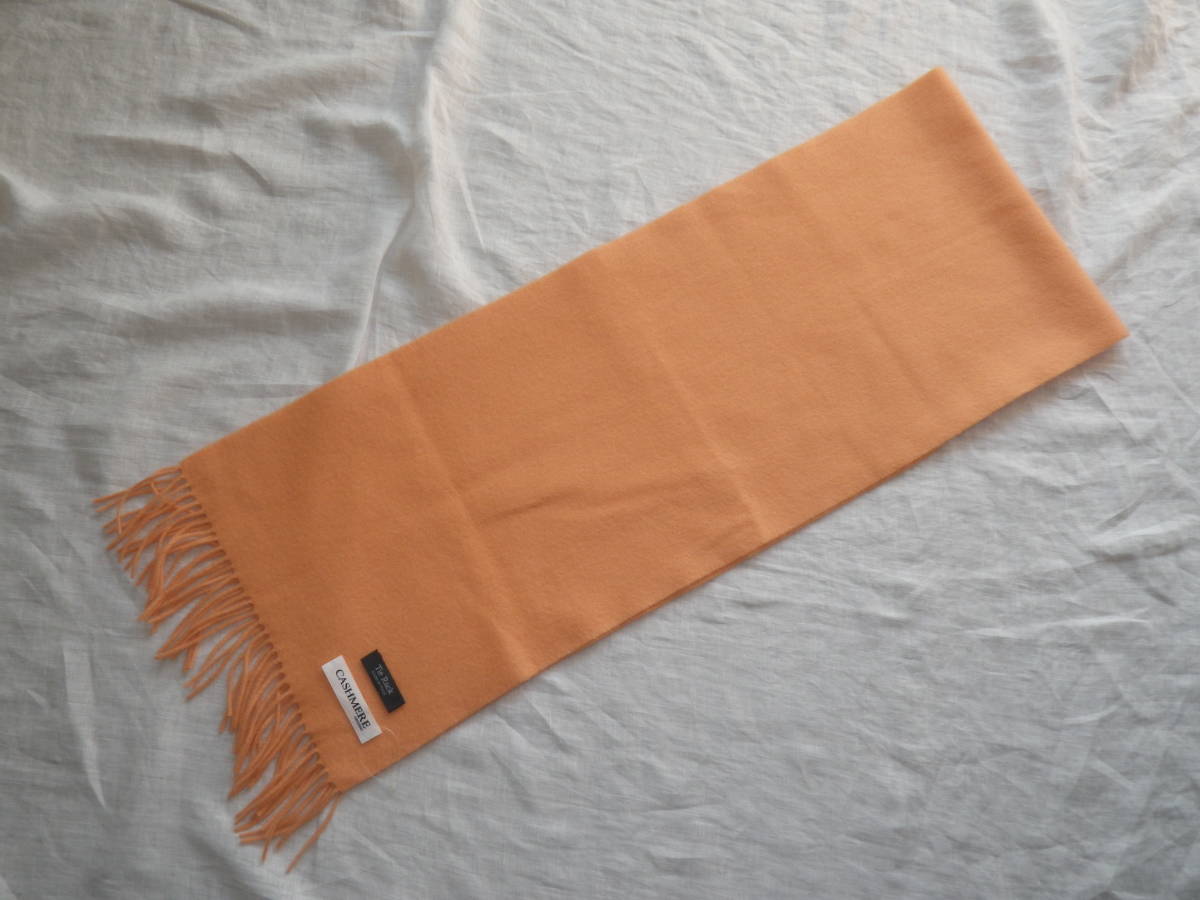 ★ 高級 Tie Rack タイラック ITALY イタリア製 PURE CASHMERE 100% カシミヤ マフラー ライトオレンジ 約１５５cm ★_画像8