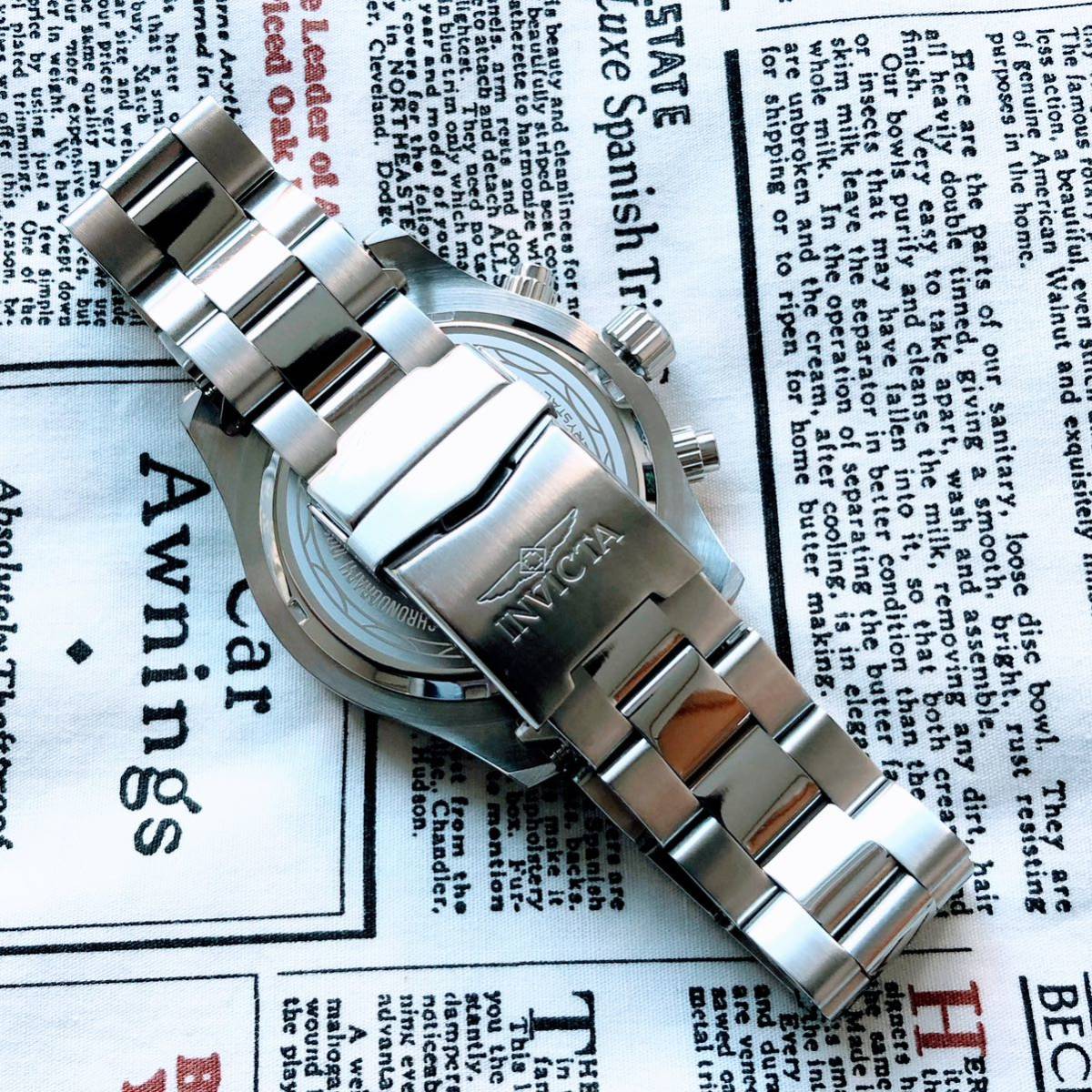 #2842【お洒落な高級感】メンズ 腕時計 インビクタ Invicta クォーツ 銀文字盤 Quartz 動作良好 シルバー クロノグラフ インヴィクタ_画像5