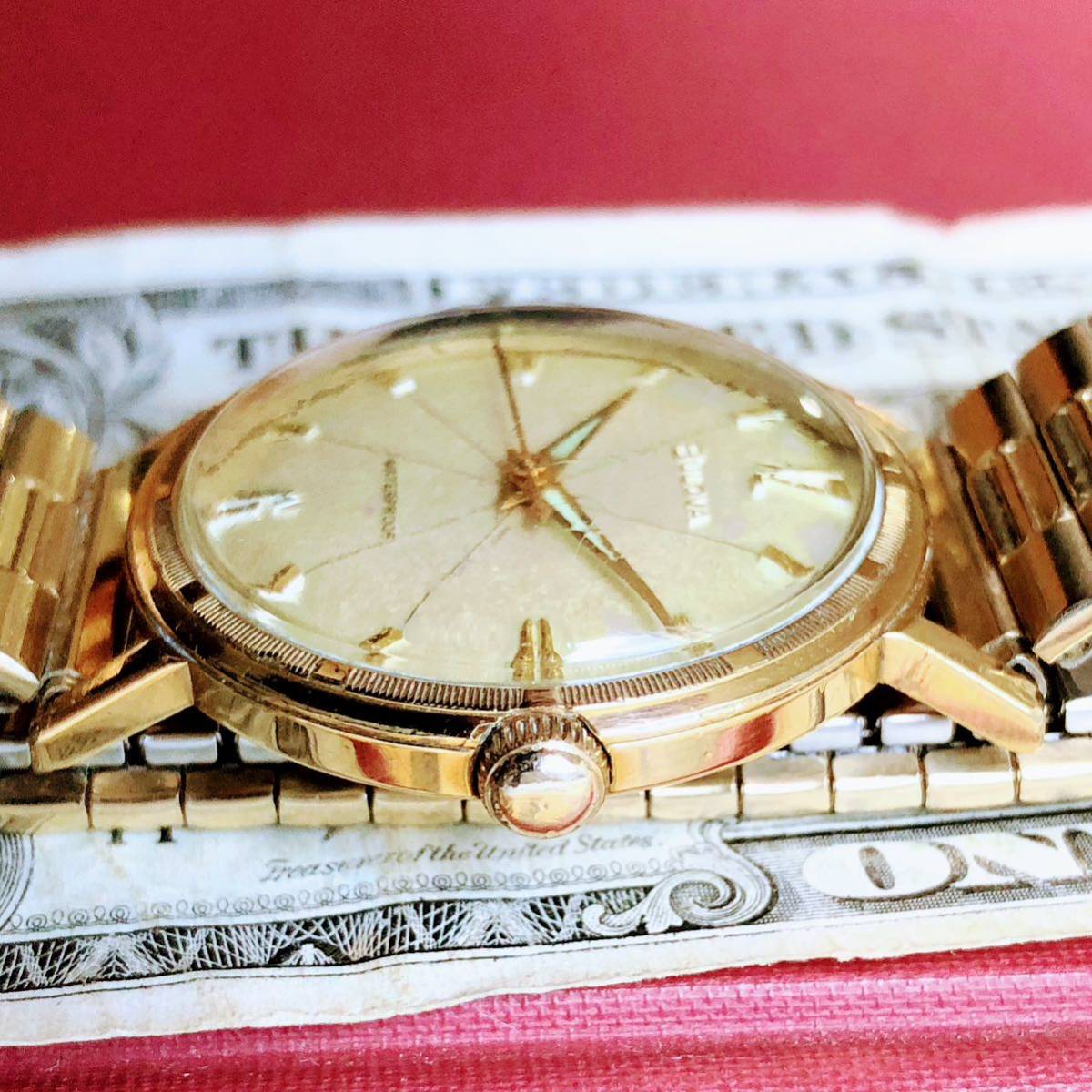#2895【渋くてお洒落】メンズ 腕時計 ブローバ 動作品 17石 アンティーク ヴィンテージ 1960年代 手巻き 機械式 Bulova 金張り ゴールドFの画像9