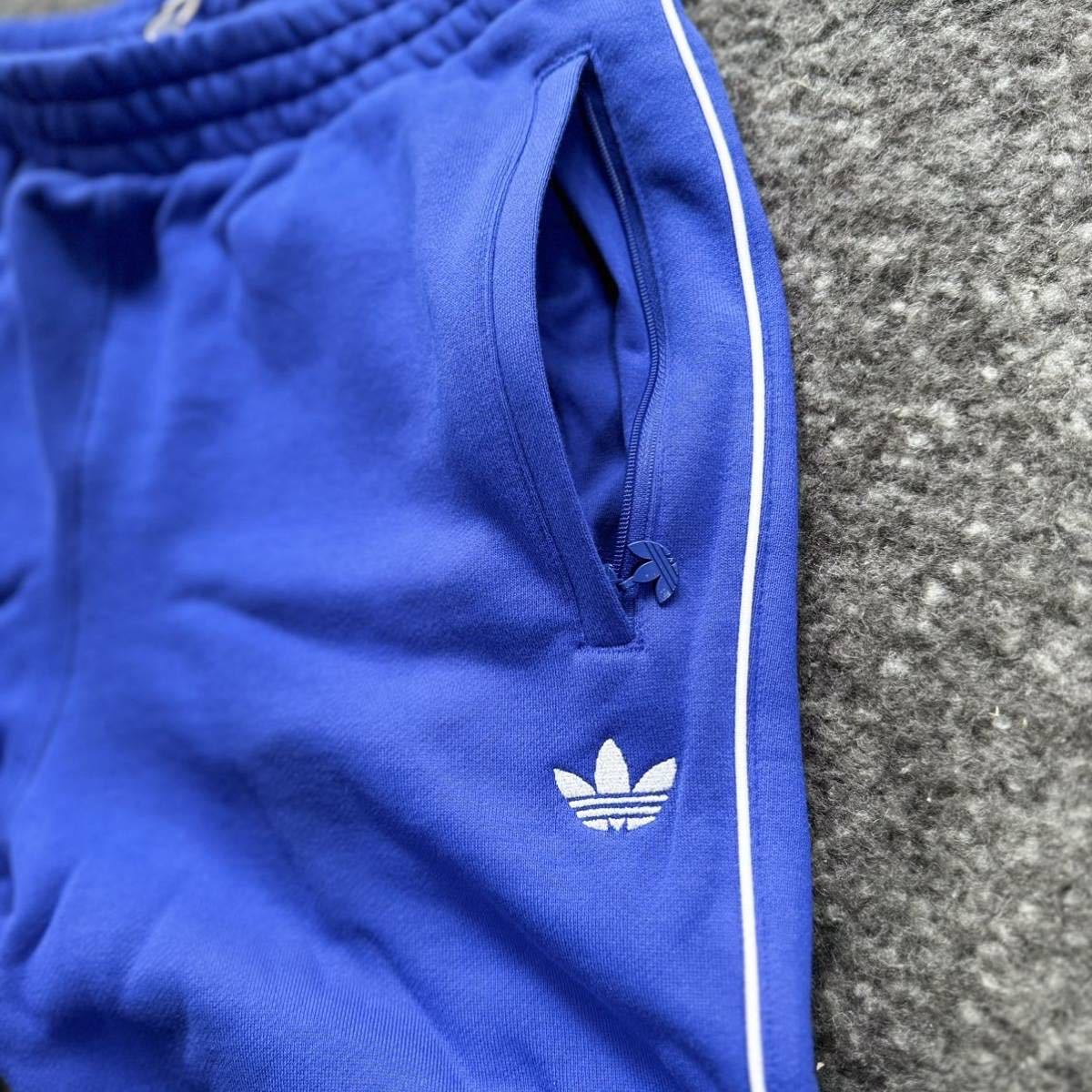 1円~ 新品 adidas originals スウェット パンツ XLsize 裏毛 青 アディカラー アディダスオリジナルス 人気 厚手 白 ライン スリムフィット_画像5