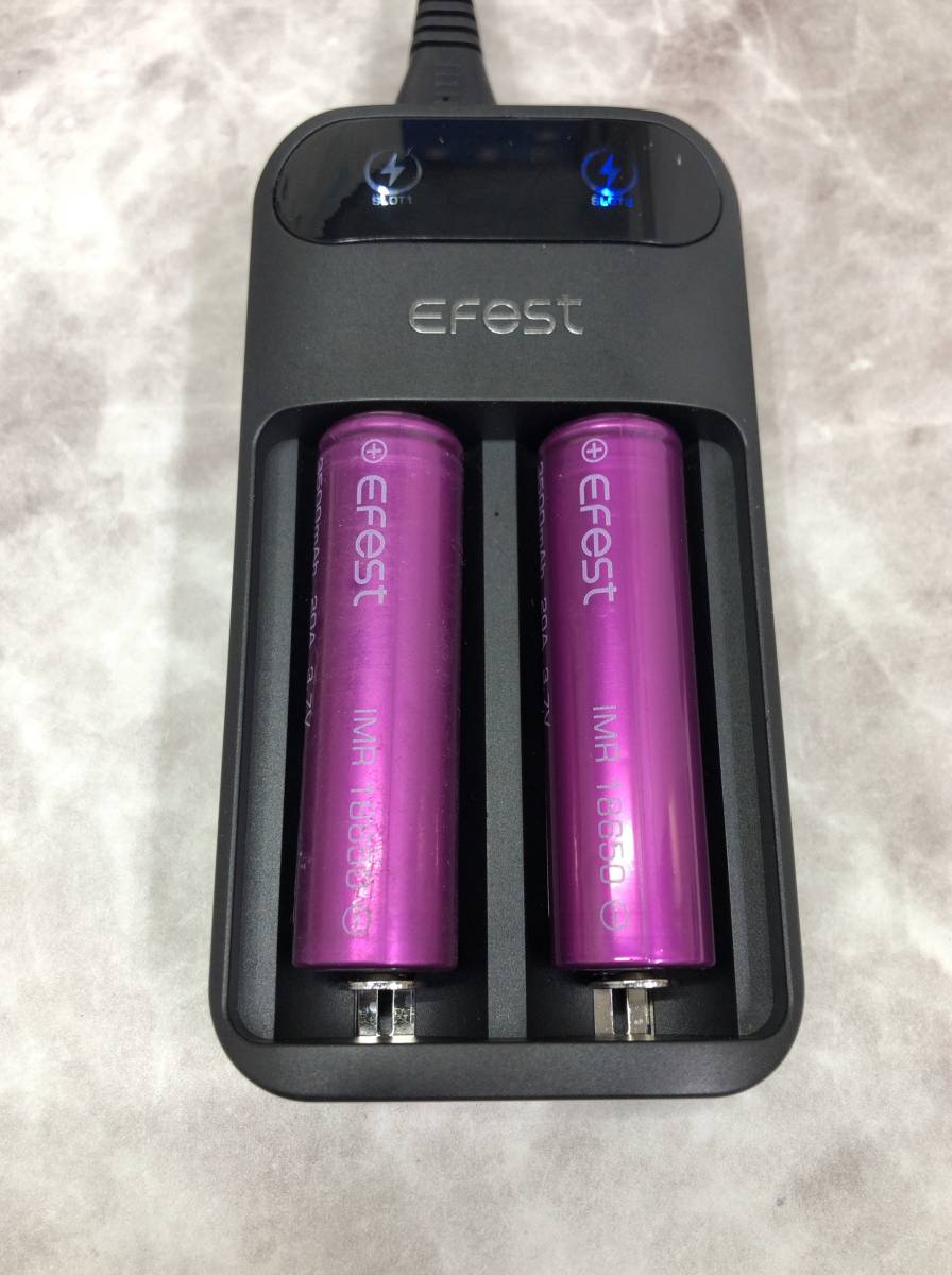 Efest LUSH Q2 Charger チャージャー 充電器 リチウムイオンバッテリー セット IMR 18650 3000mAh 20A 電子タバコ VAPE MOD 等に 23121401_画像5
