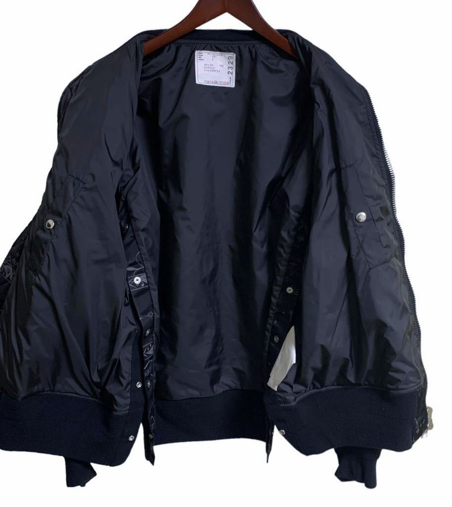 Sacai Dr.woo BANDANA PRINT MA-1 BOMBER JACKET サイズ2 サカイ ドクターウー バンダナプリント MA1 ボンバージャケット ブラック 22AW_画像7