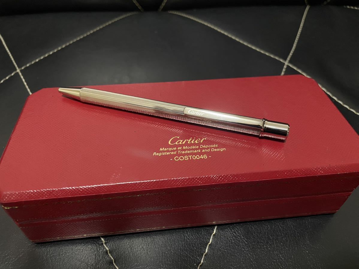 超美品 Cartier カルティエ ボールペン マスト ドゥ カルティエ 筆記用具 シルバー ツイスト式 筆記確認済み 箱付き 銀メッキ_画像2