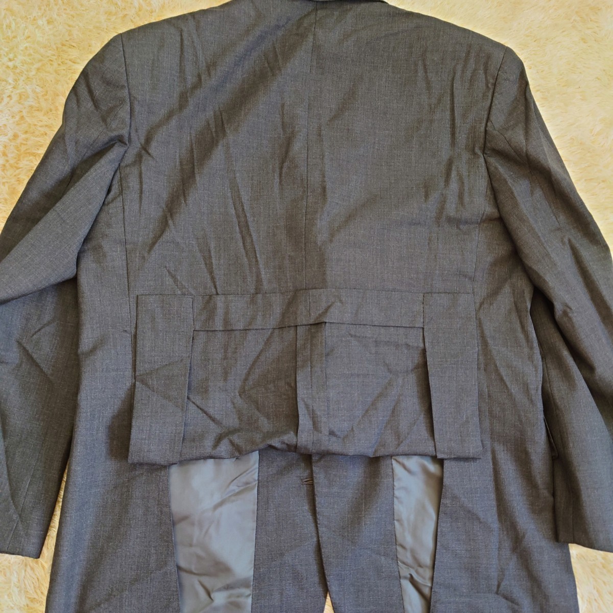 ランバン【大人の品格】LANVIN スーツ セットアップ Lサイズ カシミヤ混 ブラック_画像6