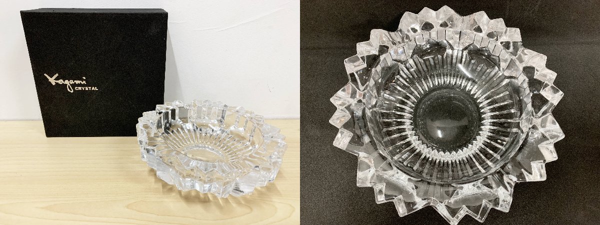 KAGAMI CRYSTAL カガミクリスタル クリスタルガラス フラワーベース 灰皿 アシュトレイ グラス コップ ワイングラス 彫刻 硝子 洋食器 雑貨_画像9