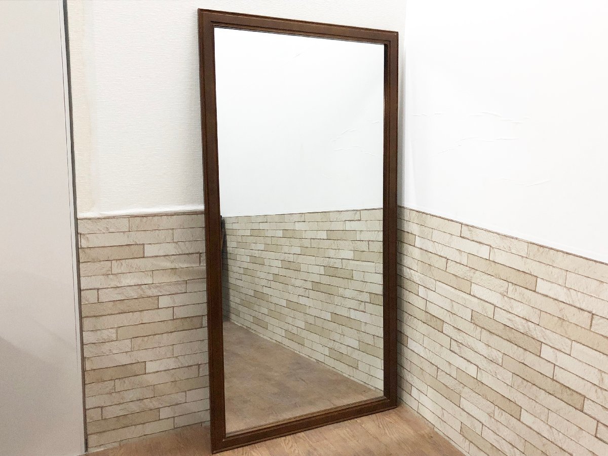 壁掛け ミラー 姿見 立てかけ 鏡 木製フレーム インテリア アンティーク 台湾製 高さ162.5cm ウォールミラー_画像1
