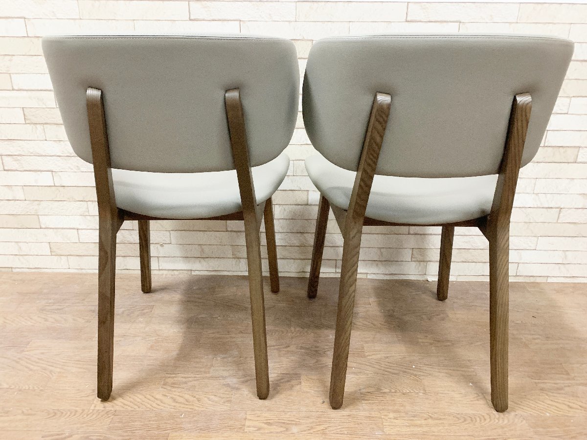 Calligaris カリガリス クレール Claire ダイニングチェア ２脚セット CS/1443 食卓椅子 レザー Orlandini Design 定価約10万円(B)貝176_画像5