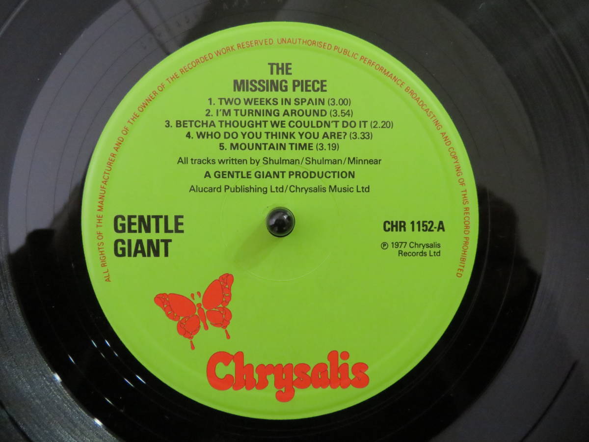 GENTLE GIANT/The Missing Piece（UK：Chrysalis CHR 1152）'77の画像3