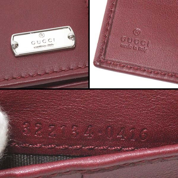 美品【GUCCI】グッチ ２つ折り財布 322134・0416 レザー ボルドーカラー_画像8