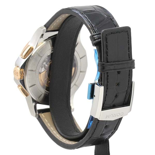  Corum CORUM Admiral z cup Legend 42 chronograph 984.101.24/0F01 AN12 black face SS/PG/ leather men's wristwatch self-winding watch 