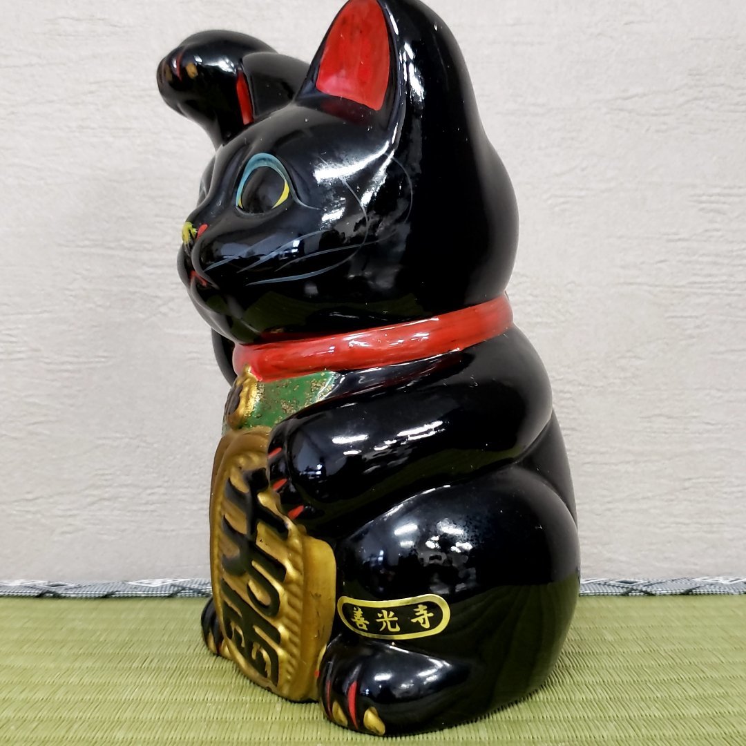 善光寺 黒猫の招き猫 工芸品 陶器製? まねきねこ ラッキー 善光寺 黒猫の招き猫 工芸品 陶器製? まねきねこ ラッキー