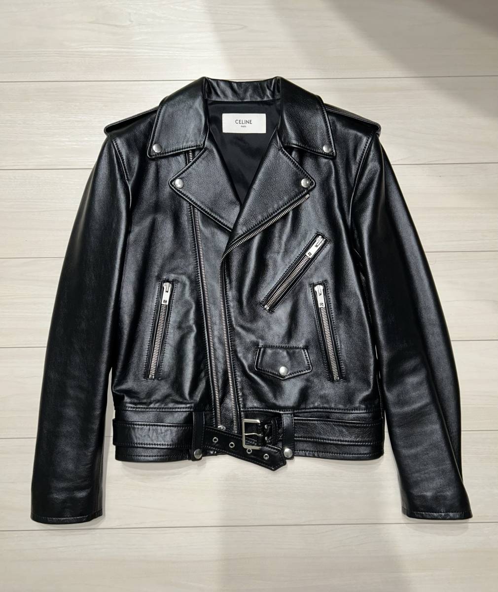 最終価格！新品！ CELINE セリーヌ クラシックバイカーレザージャケット 48 ブラック ライダース CLASSIC BIKER LEATHER JACKET 黒_画像1