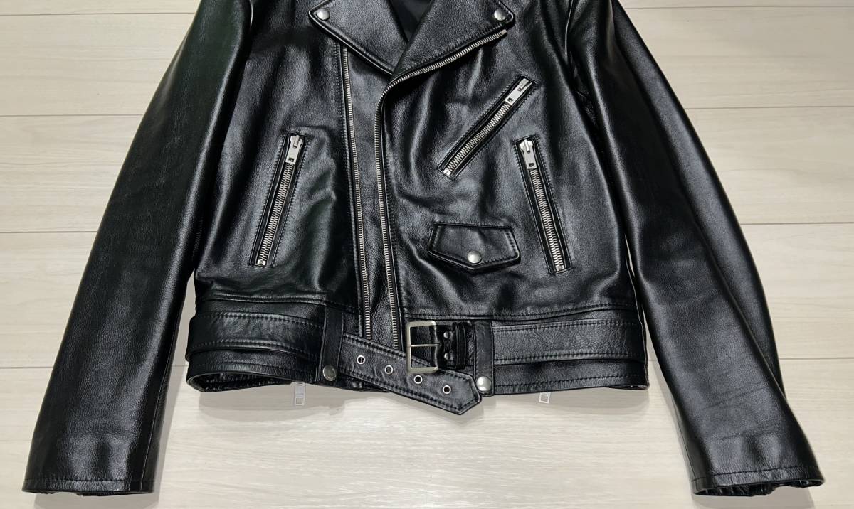 最終価格！新品！ CELINE セリーヌ クラシックバイカーレザージャケット 48 ブラック ライダース CLASSIC BIKER LEATHER JACKET 黒_画像5