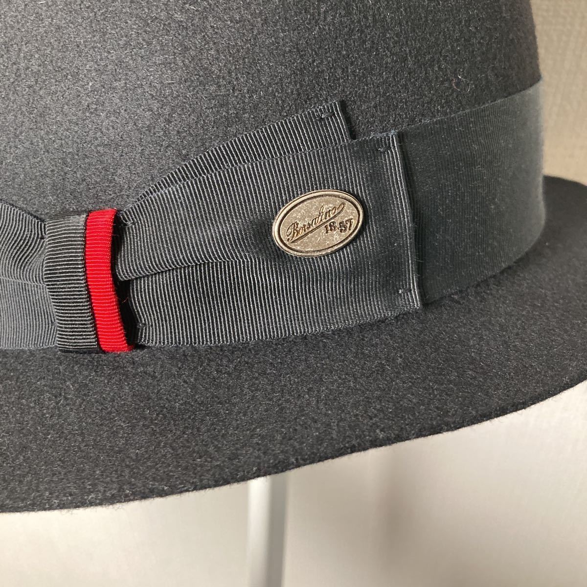 Borsalino ボルサリーノ ウールフェルトハット 中折れハット イタリア製 ブラック メンズ 61サイズ 帽子_画像6