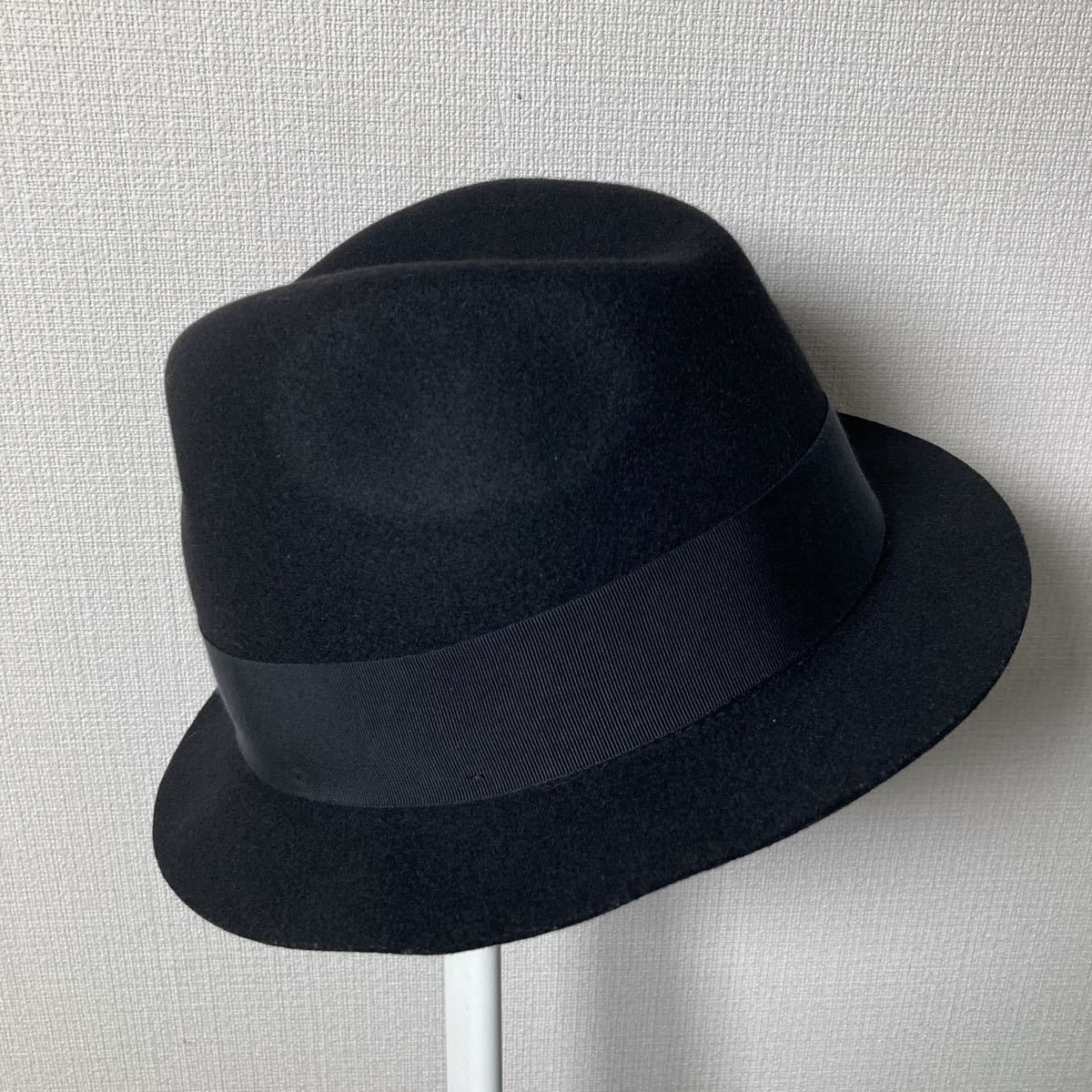 Borsalino ボルサリーノ ウールフェルトハット 中折れハット イタリア製 ブラック メンズ 61サイズ 帽子_画像4