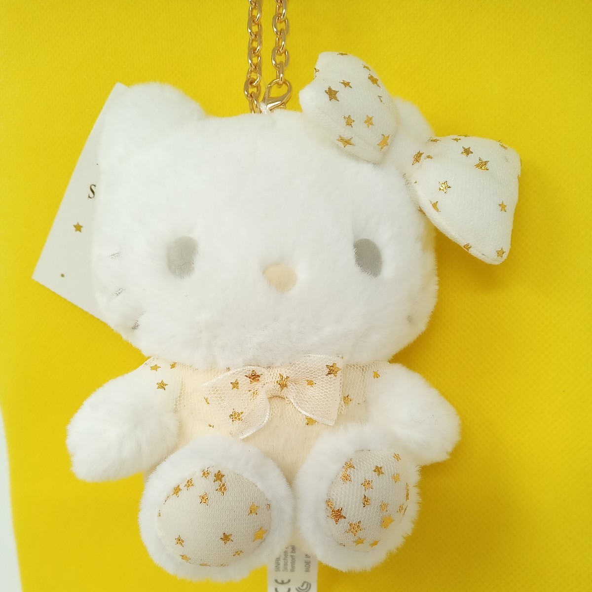  Hello Kitty мягкая игрушка эмблема держатель белый звезда нежный мех сиденье . сумка очарование Sanrio 