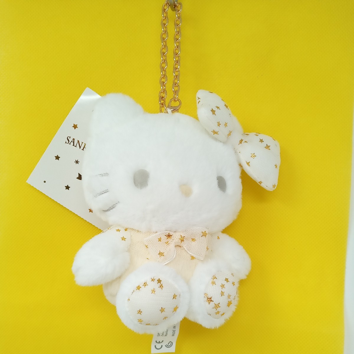  Hello Kitty мягкая игрушка эмблема держатель белый звезда нежный мех сиденье . сумка очарование Sanrio 