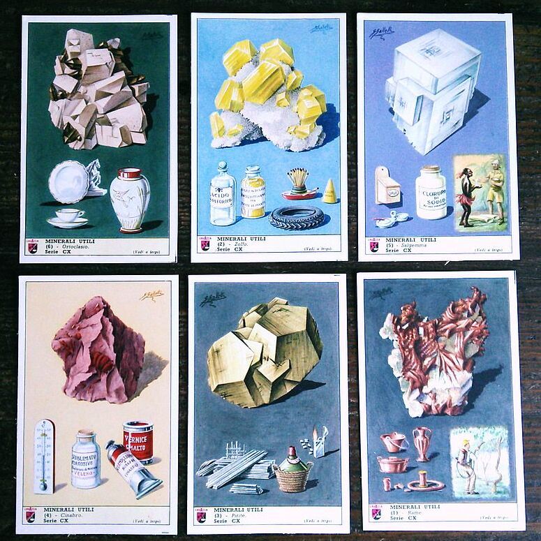 1955年イタリア◆鉱物6種◆アンティーク・ビンテージカード◆クロモス カード R27
