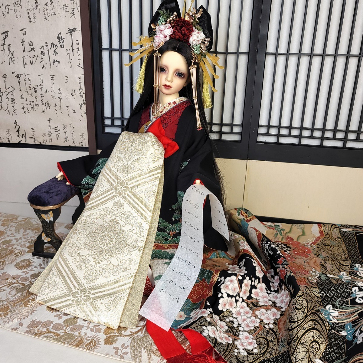 Yahoo!オークション - 藍月 SD17少年用花魁着物セット 梅椿 Yahoo!オークション - 藍月 SD17少年用花魁着物セット 梅椿