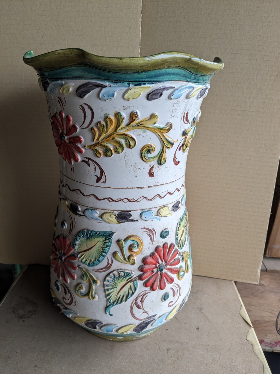 イタリア製　陶器　花瓶 壺 インテリア 傘立て　_画像1