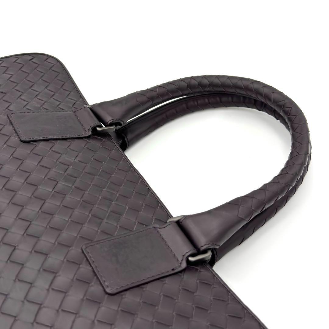 1円《希少色》BOTTEGA VENETA ボッテガヴェネタ ハンドバッグ 紫 A4 イントレチャート ビジネスバッグ ブリーフケース レザー 通勤 メンズ_画像10